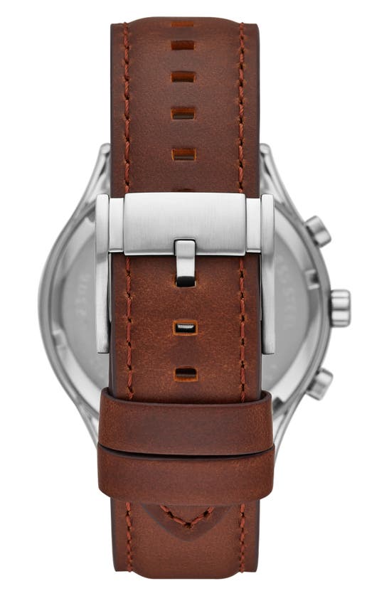 Shop Fossil Fenmore Three-hand Quartz Leather Strap Watch, 44mm In Silver