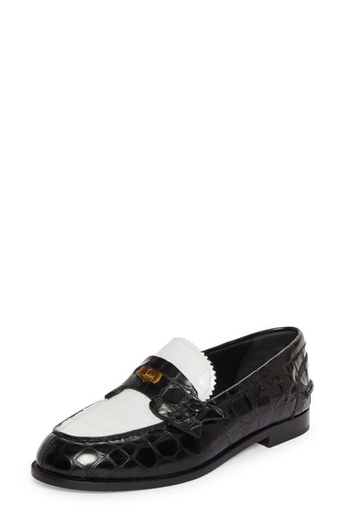 Christian Louboutin Penny Loafer In White/black