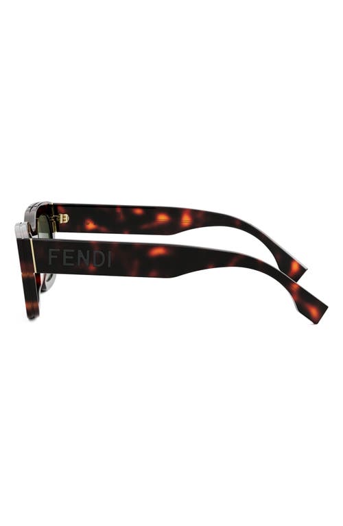 Shop Fendi ' Signature 50mm Rectangular Sunglasses In Red Havana/green