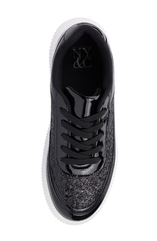 New York And Company Tana Platform Sneaker In Black Glitter
