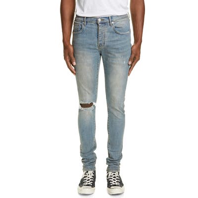 Purple Ripped Slim Fit Jeans, Blue