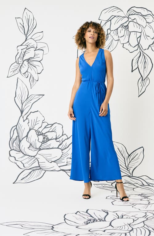 Shop Maggy London Sleeveless Wide Leg Jersey Jumpsuit In Blue