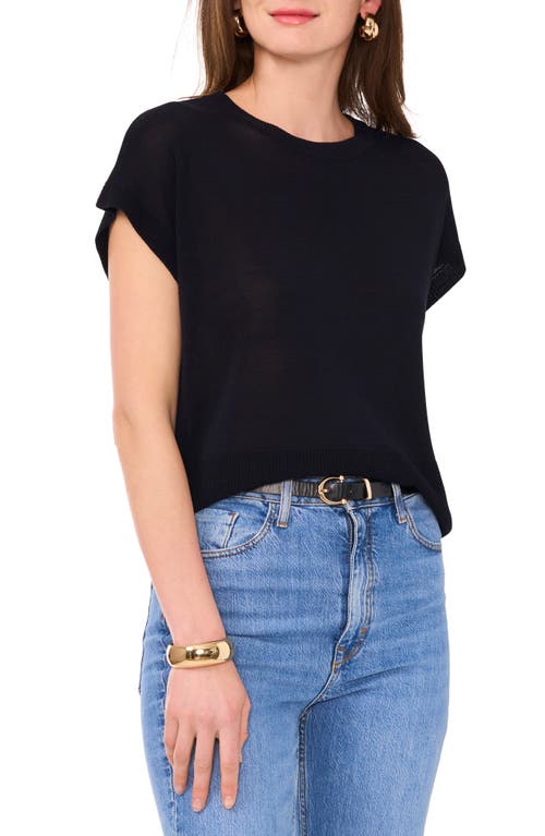 Shop Vince Camuto Short Sleeve Crewneck Sweater In Ink