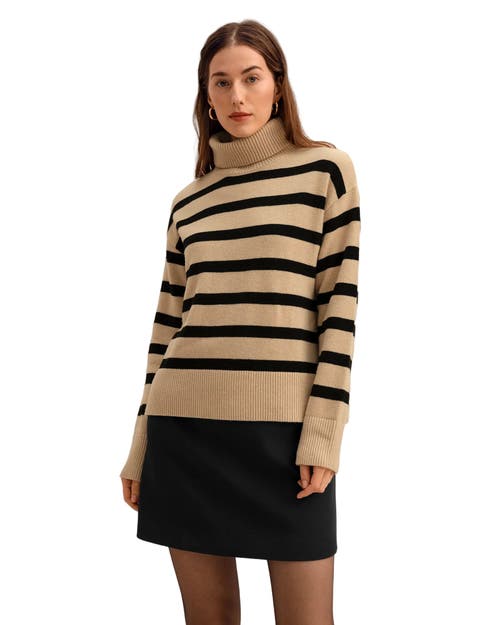 Lilysilk The Tarra Stripe Sweater In Brown