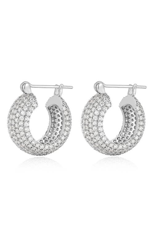 Luv AJ The Pavé Royale Hoop Earrings in Silver at Nordstrom