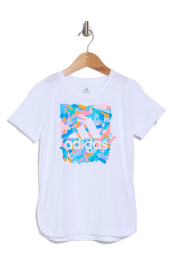 Adidas Originals Adidas Kids' Roll Sleeve Cotton Graphic T-shirt In White