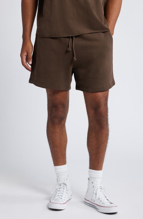 Elwood Core Organic Cotton Brushed Terry Sweat Shorts In Vintage Chocolate