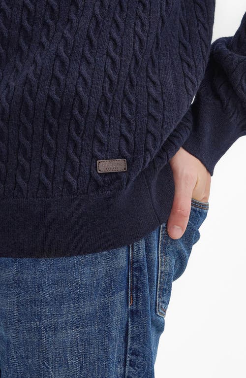 Shop Barbour Ramsden Cable Knit Quarter Zip Wool Sweater In Navy