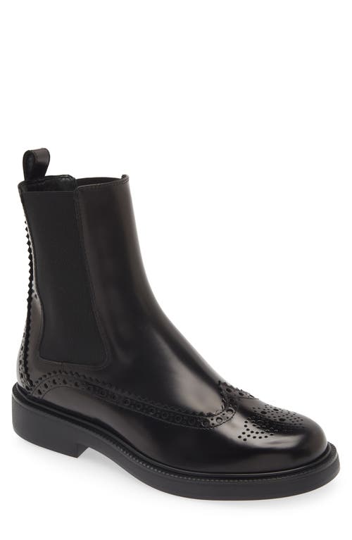 Shop Tod's Wingtip Chelsea Boot In Nero