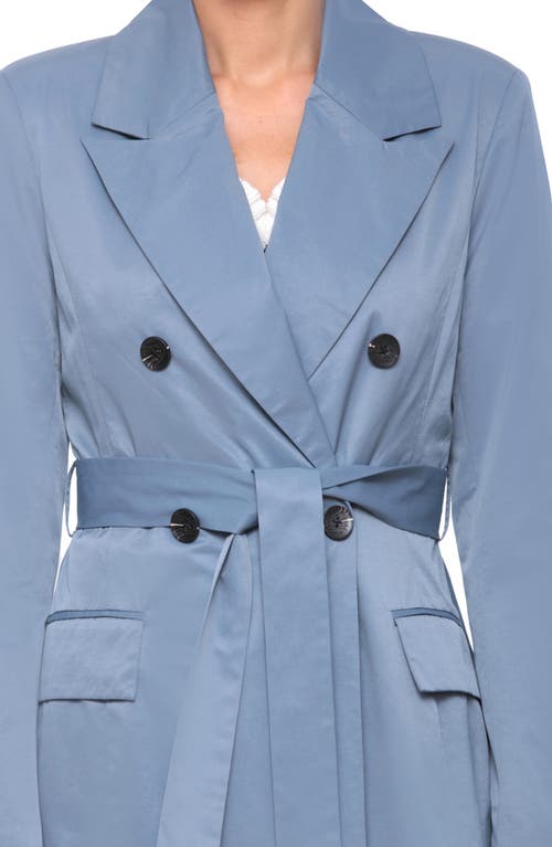 Shop Avec Les Filles Water Resistant Double Breasted Trench Coat In Slate Blue