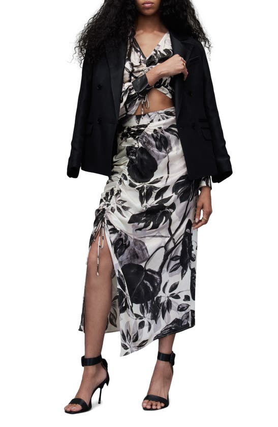 Allsaints Carlie Jackie Floral Cropped Blouse In Ecru White