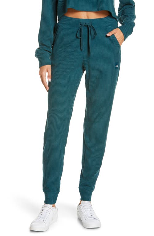 Alo Muse Ribbed High Waist Sweatpants in Galactic Teal