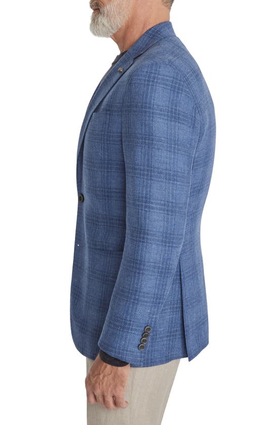 Shop Jack Victor Hampton Plaid Stretch Wool & Linen Blend Sport Coat In Mid Blue