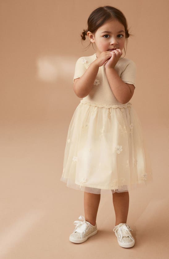 Shop Next Kids' Floral Embroidered Party Dress In Ivory