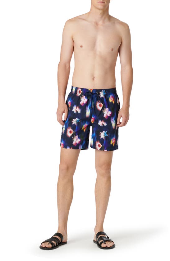 Shop Bugatchi Cosmo Swim Trunks In Night Blue