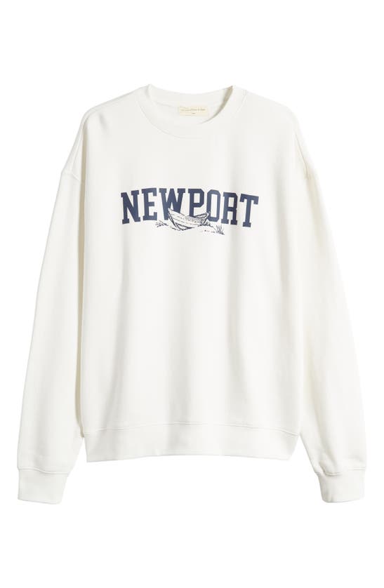 Shop Museum Of Peace And Quiet Newport Crewneck Cotton Graphic Sweatshirt In White