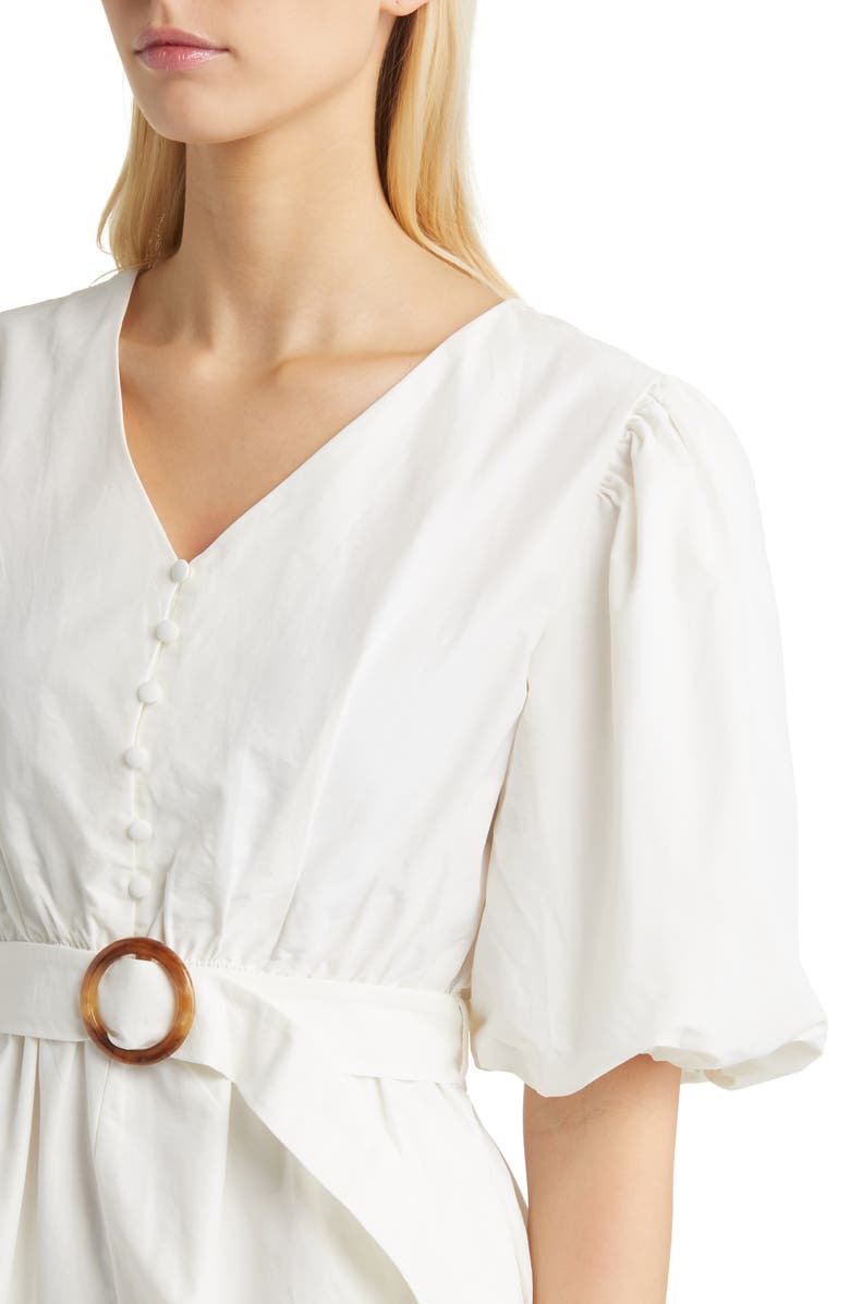 MELLODAY Balloon Sleeve Midi Dress, Alternate, color, White