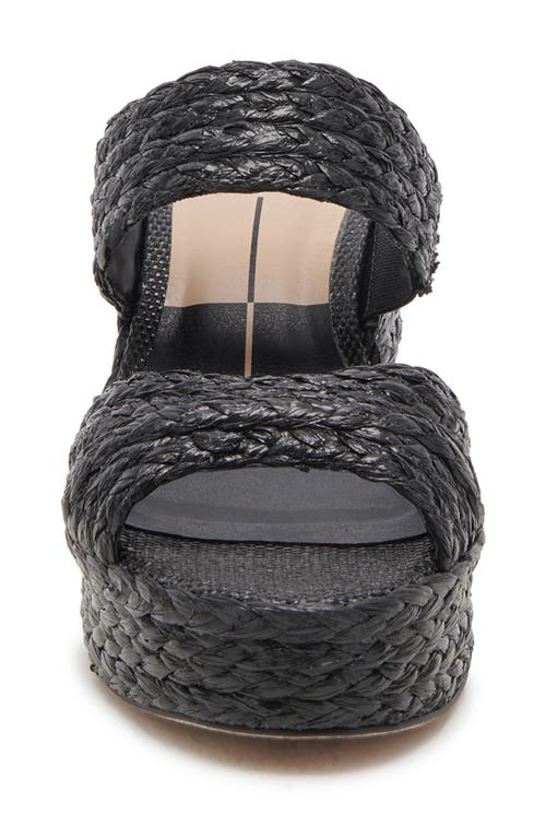 Dolce Vita Latoya Raffia Platform Sandal In Black Raffia