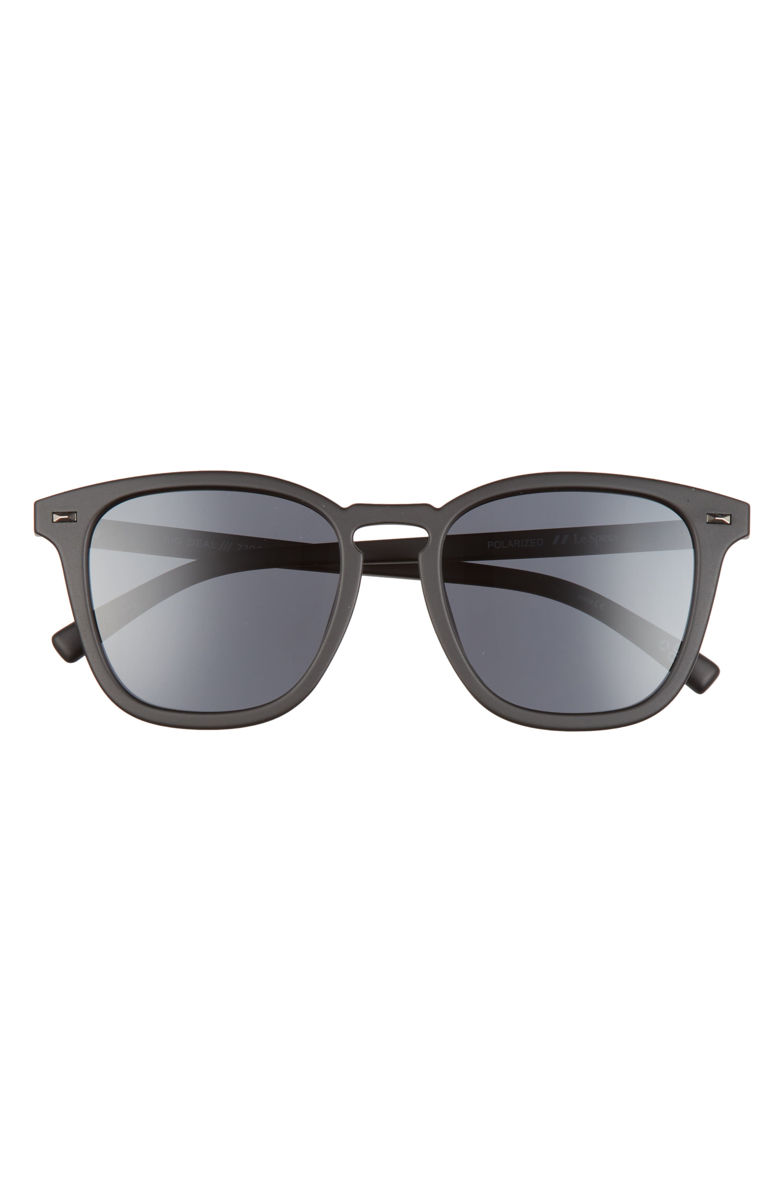 Le Specs Big Deal 53mm Square Sunglasses in Matte Black Smoke Mono Polar at Nordstrom