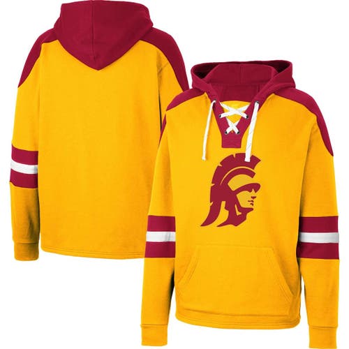 Men's Colosseum Gold USC Trojans Lace-Up 4.0 Pullover Hoodie