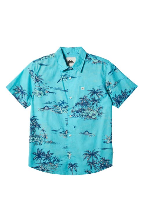 Quiksilver Kids' Apero Classic Short Sleeve Cotton Button-up Shirt In Blue