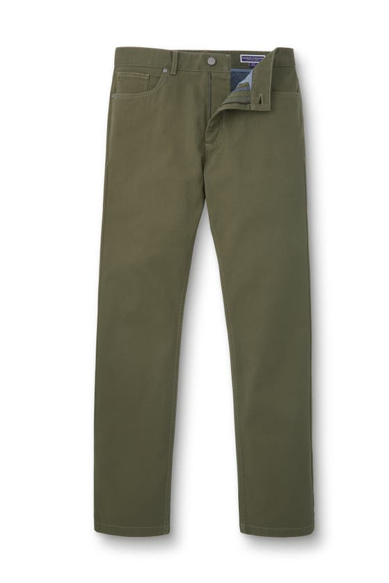 Shop Charles Tyrwhitt Twill Slim Fit 5 Pocket Jeans In Olive Green