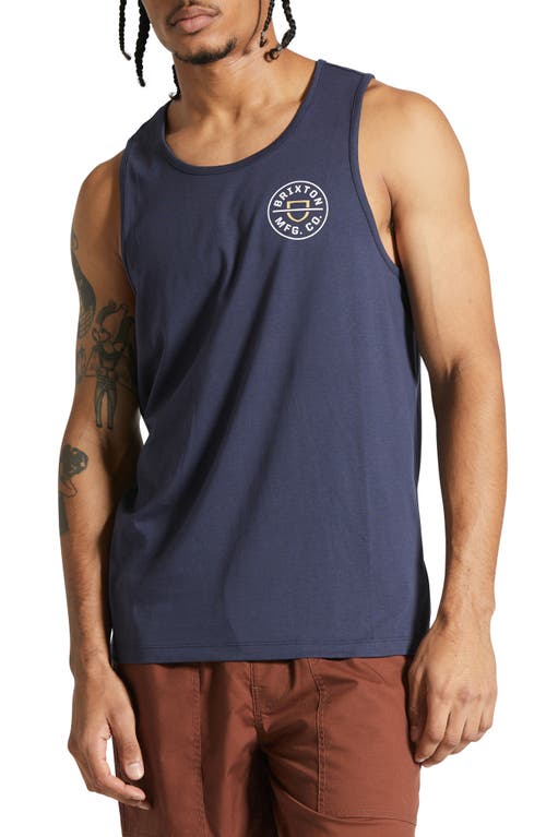 Brixton Crest Graphic Tank In Washed Navy/off White