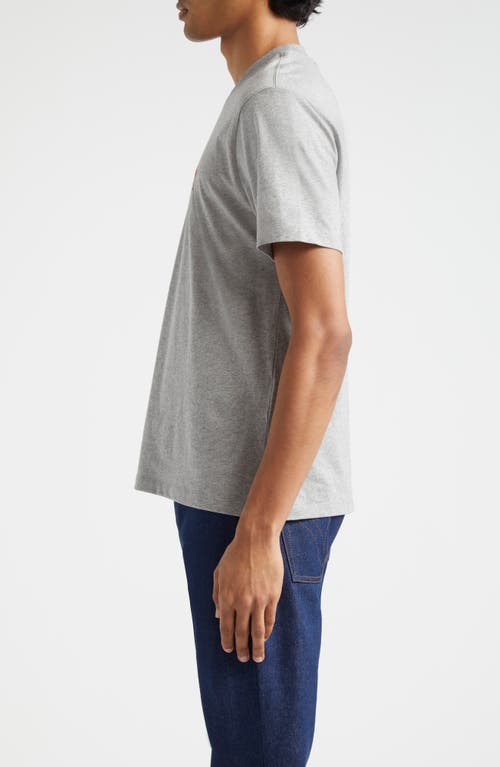 Ami Alexandre Mattiussi Ami De Coeur Embroidered Organic Cotton T-shirt In Heather Grey