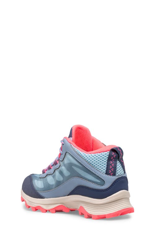 Shop Merrell Moab Speed Waterproof Mid Top Sneaker In Dusty Blue/coral