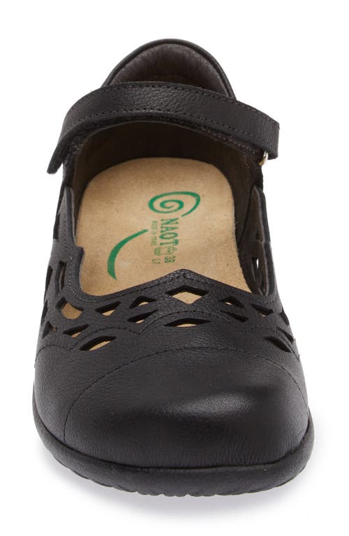 Naot Agathis Mary Jane Flat In Soft Black Leather