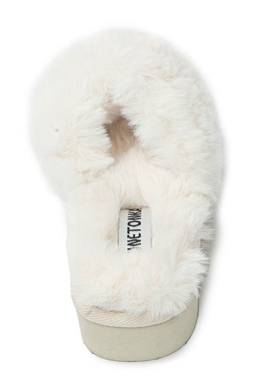 Shop Minnetonka Teddy 3 Faux Fur Slipper In Cream