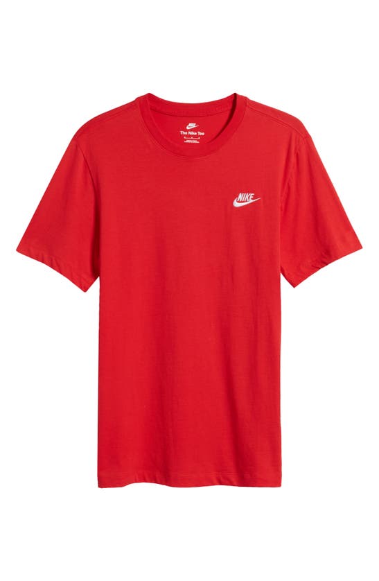 Shop Nike Sportswear Club Crew Neck T-shirt In University Red/white