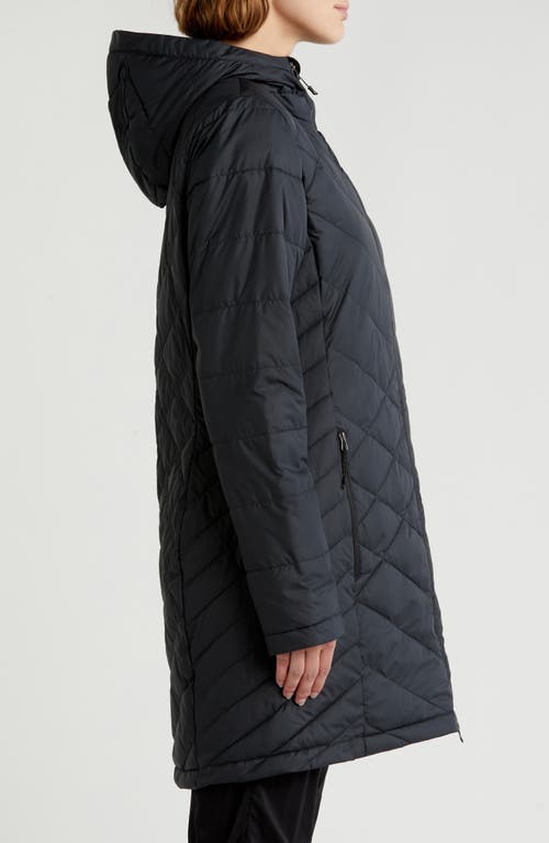 Columbia Heavenly Long Water Resistant Insulated Hooded Coat In Black