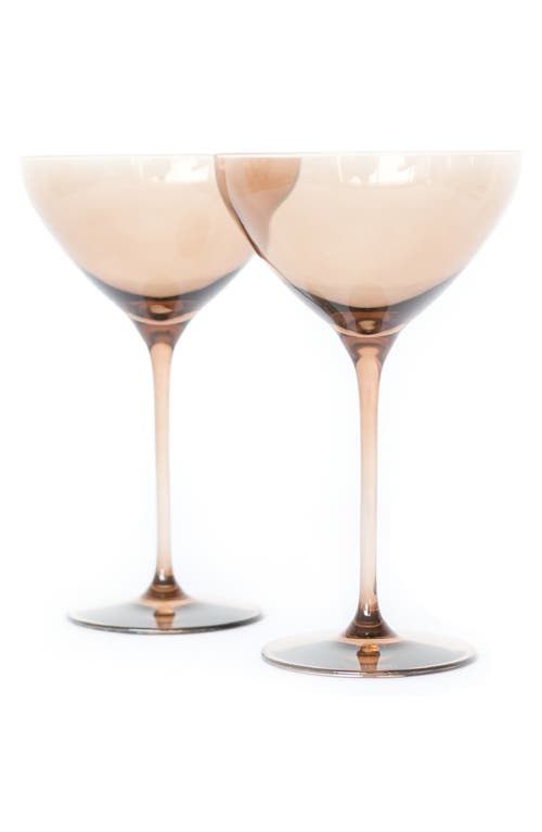 Estelle Colored Glass Set of 2 Martini Glasses in Amber Smoke