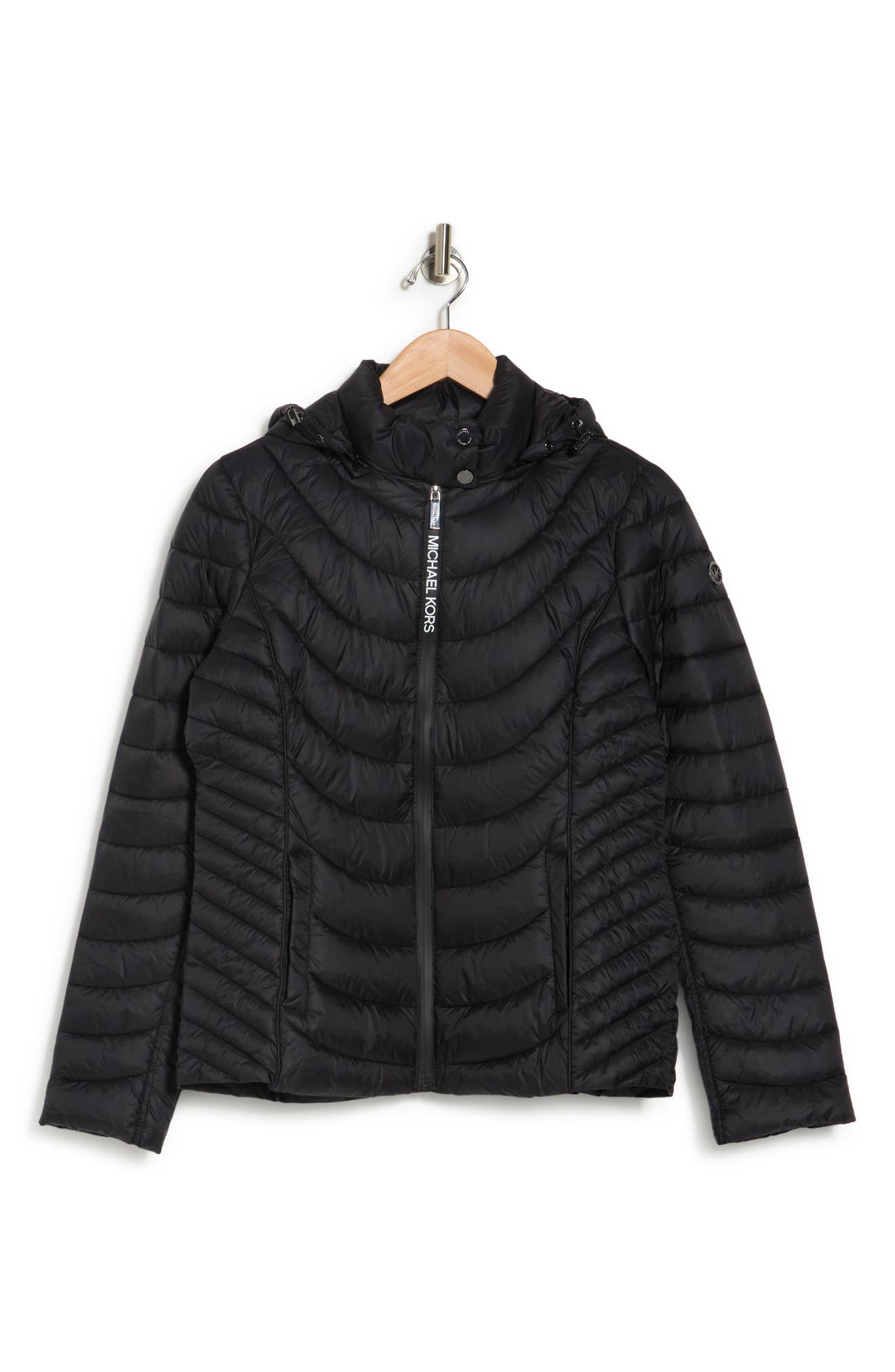 contrast packable hooded down jacket michael kors