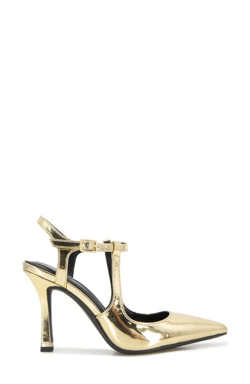 Shop Kenneth Cole Romi Ankle Strap Pointed Toe Pump In Gold