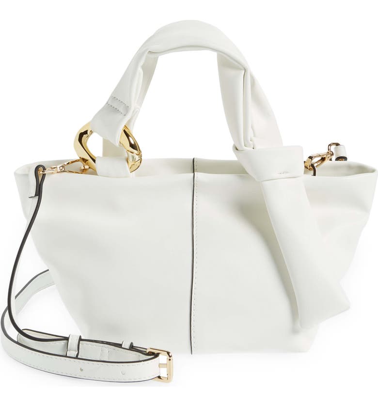 TOPSHOP Mini Buckle Strap Faux Leather Tote Bag, Main, color, WHITE