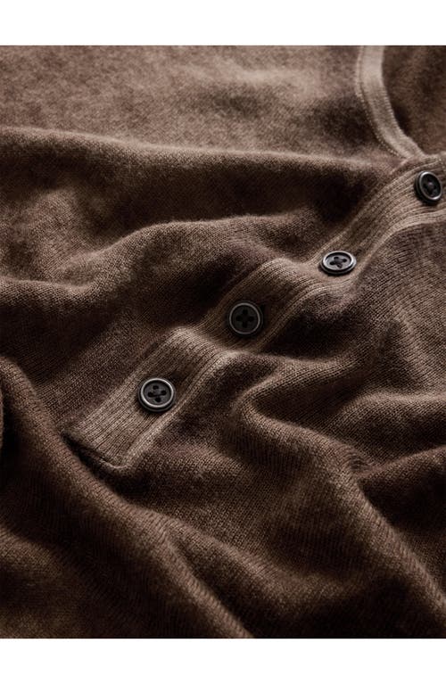 John Varvatos Christie Reversible Regular Fit Long Sleeve Silk Henley In Chestnut