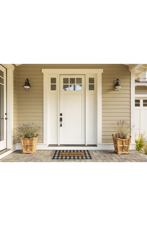 Design Imports Checkers Welcome Doormat In Black/white/natural