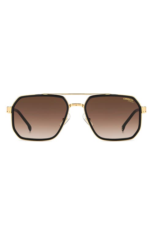 Carrera Eyewear 58mm Gradient Rectangular Sunglasses in Matte Black Gold/Brown Shaded at Nordstrom