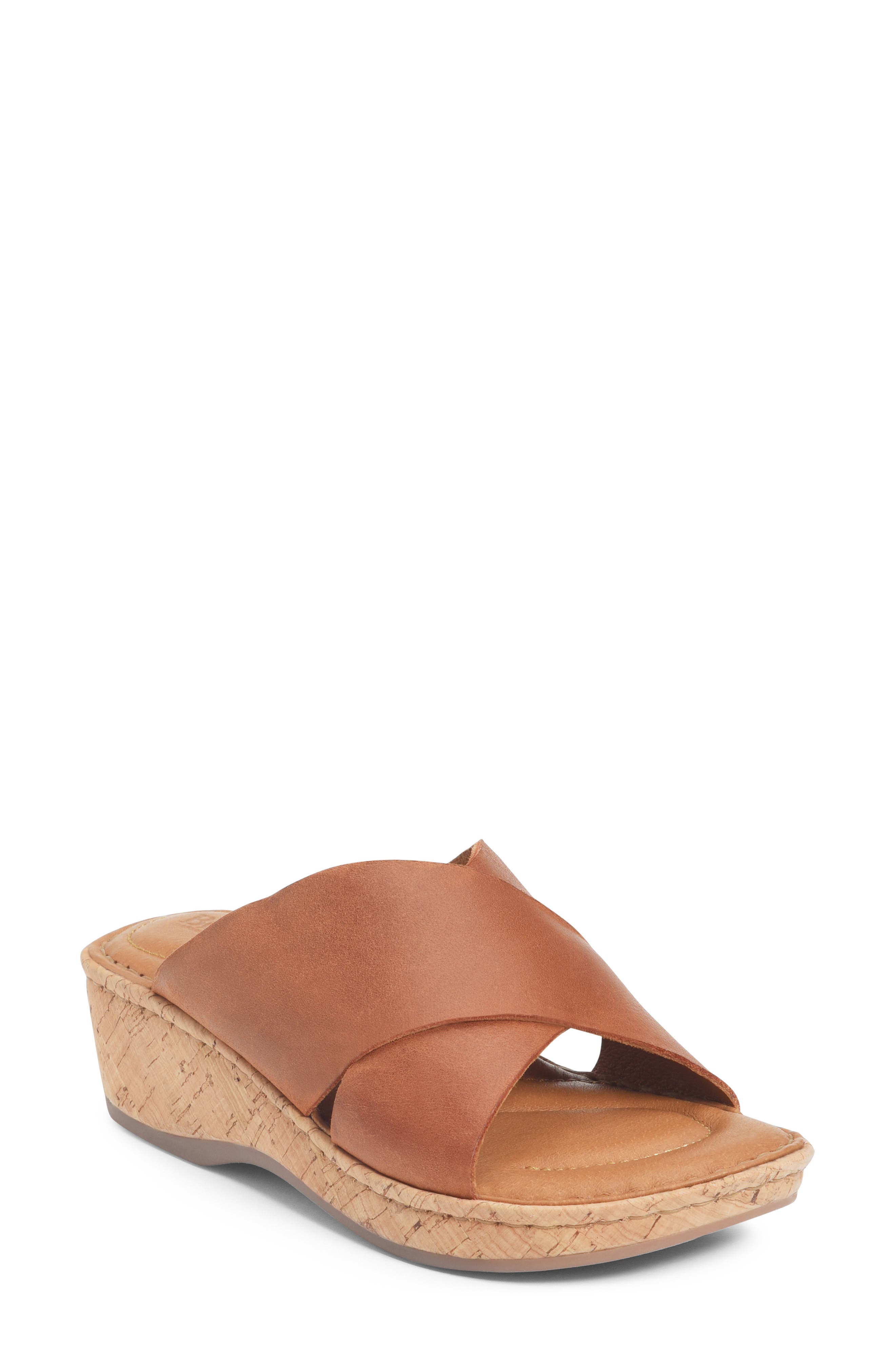 brown leather wedge