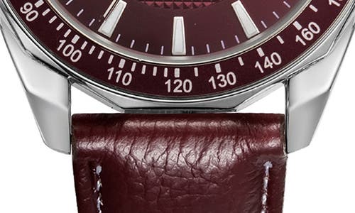 Perry Ellis Solar Powered 3-hand Quartz Strap Watch, 41mm In Silver-maroon