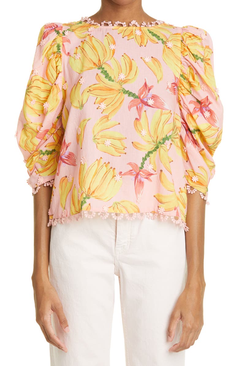 FARM RIO Banana Taste Cotton Blouse, Main, color, LIGHT PINK