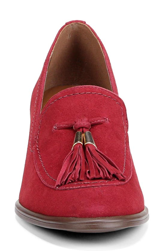Naturalizer Trixie Block Heel Loafer In Ruby Red Suede