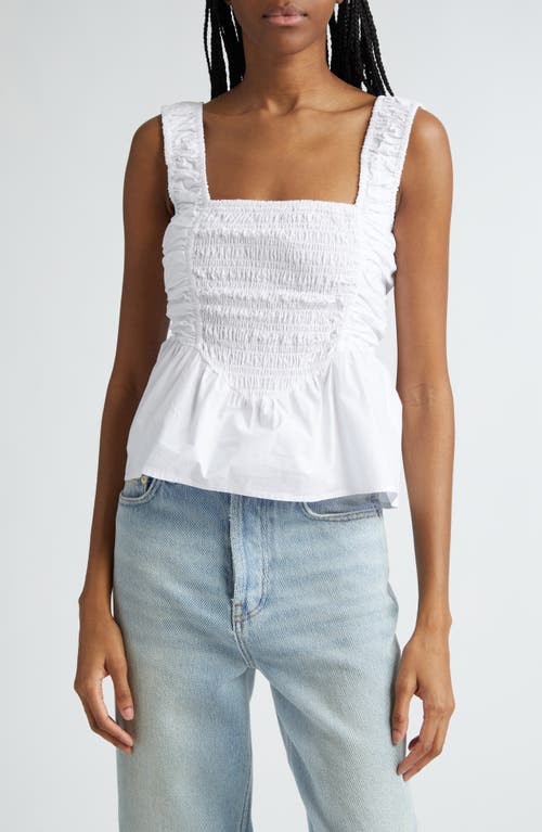 Shop Ganni Organic Cotton Poplin Sleeveless Top In Bright White