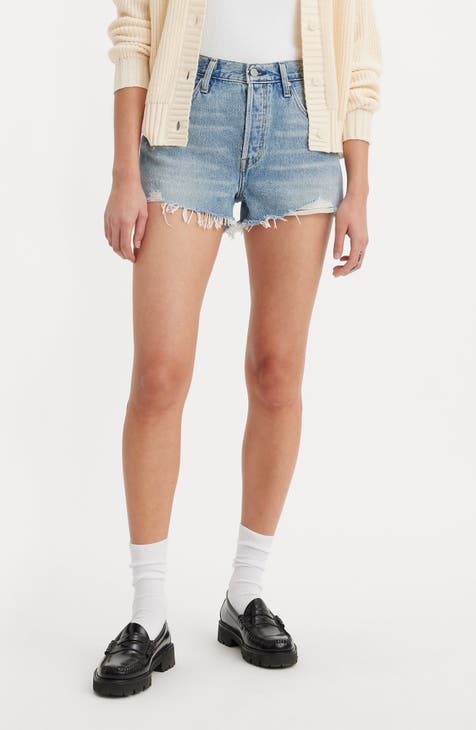 501® Original High Waist Cutoff Denim Shorts (Vague Finish)