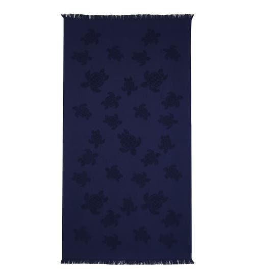 Vilebrequin Organic Cotton Turtle Beach Towel In Bleu Marine