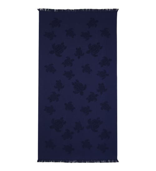 Shop Vilebrequin Organic Cotton Turtle Beach Towel In Bleu Marine