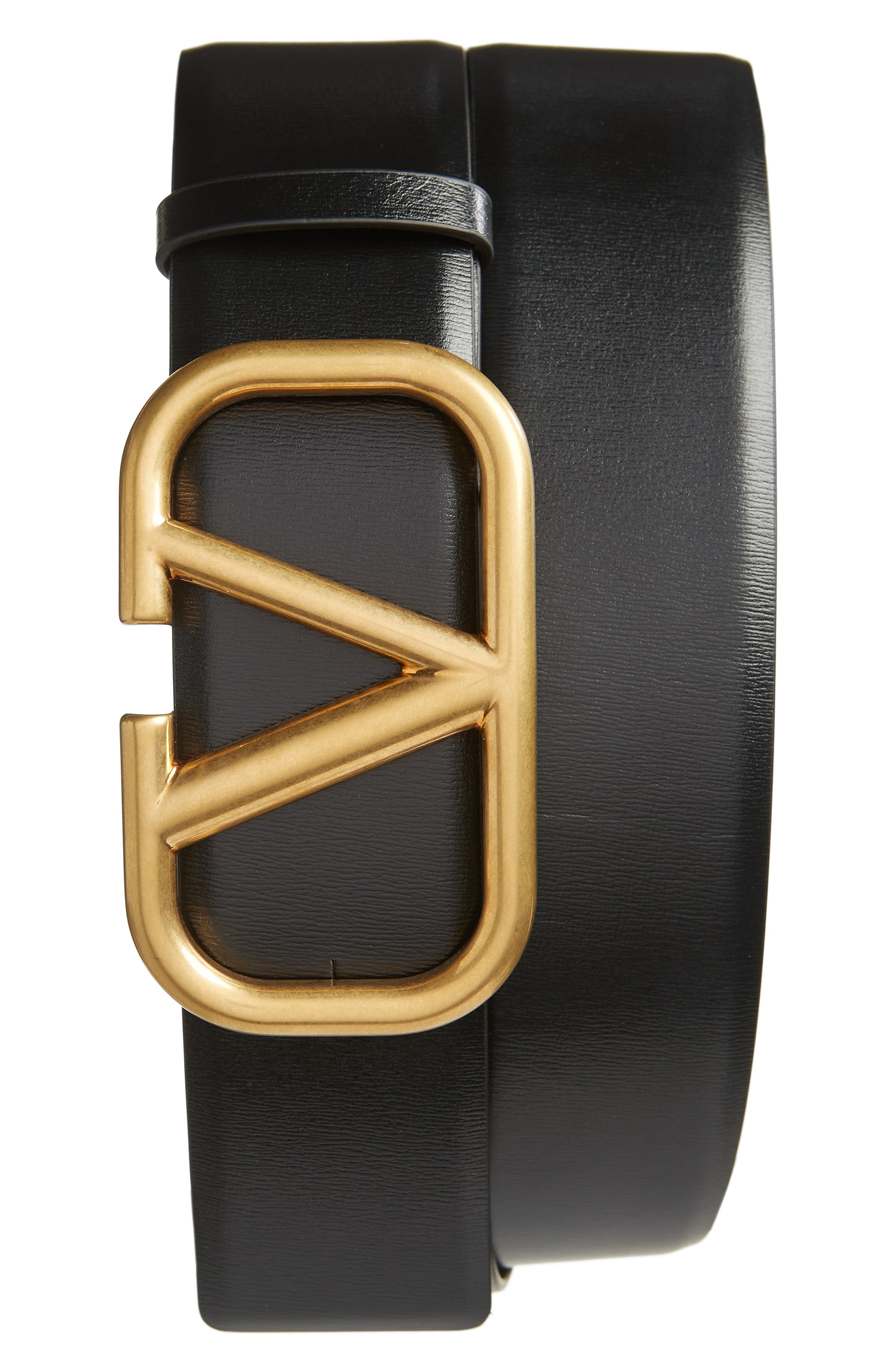 Valentino Garavani VLogo emboosed leather belt - Black