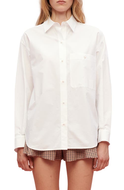 maje Cipuna Long Sleeve Cotton Blouse in White at Nordstrom, Size 3